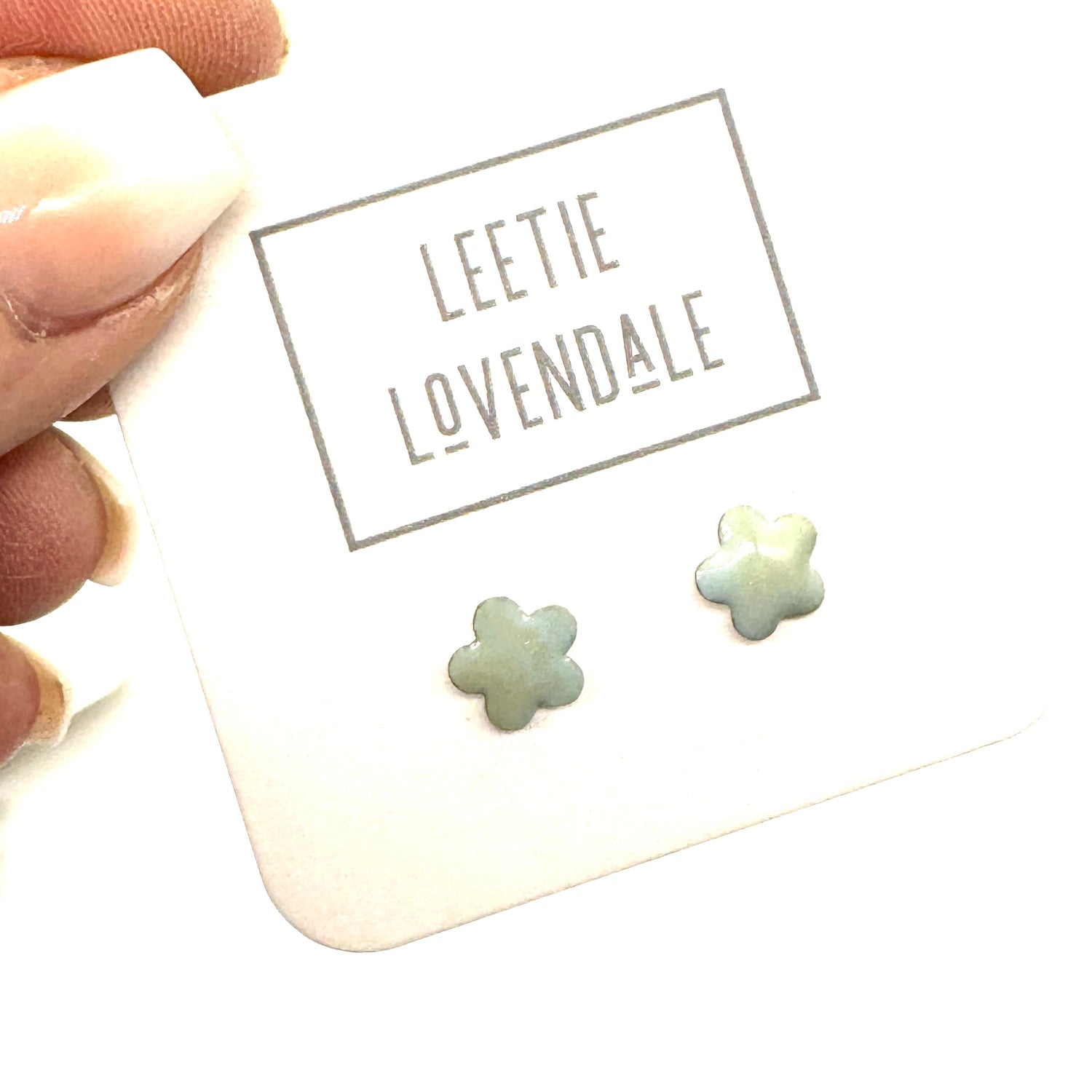 Ice Blue Daisy Studs - Little Deadstock Vintage Enamel Stud Earrings