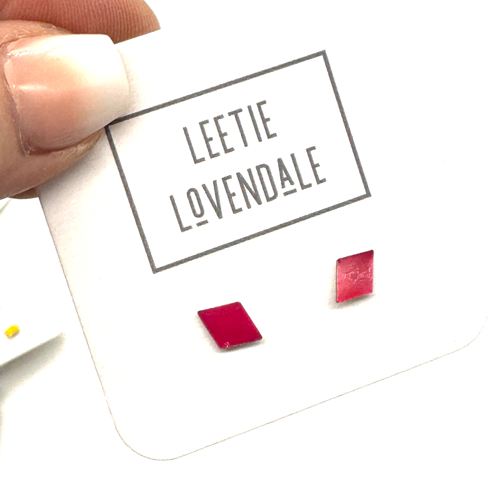 Hot Pink Diamond Studs - Little Deadstock Vintage Enamel Stud Earrings