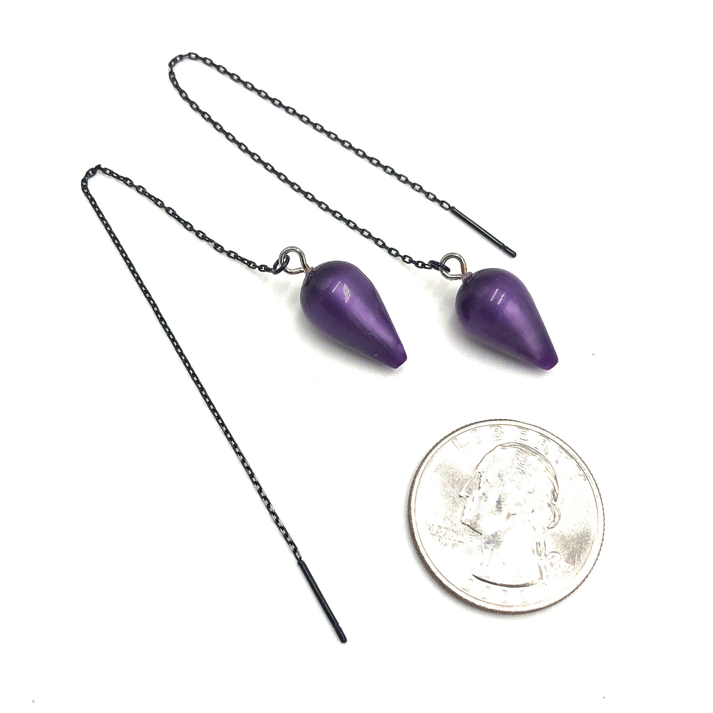 Purple Moonglow Spike Threader Earrings