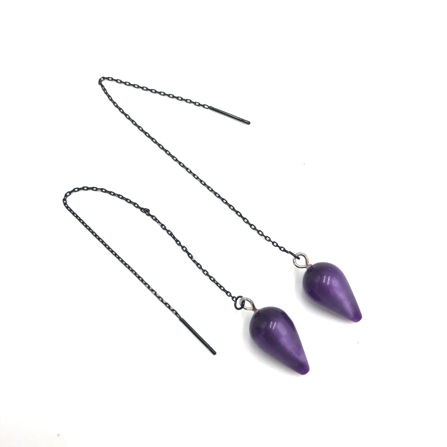 Purple Moonglow Spike Threader Earrings