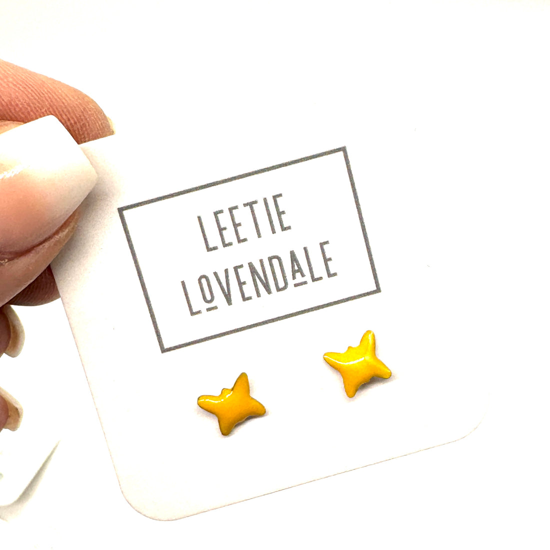 Yellow Butterfly Studs - Little Deadstock Vintage Enamel Stud Earrings