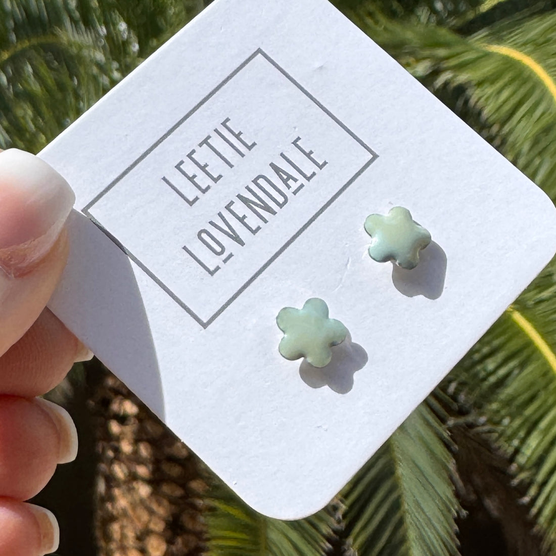 Ice Blue Daisy Studs - Little Deadstock Vintage Enamel Stud Earrings