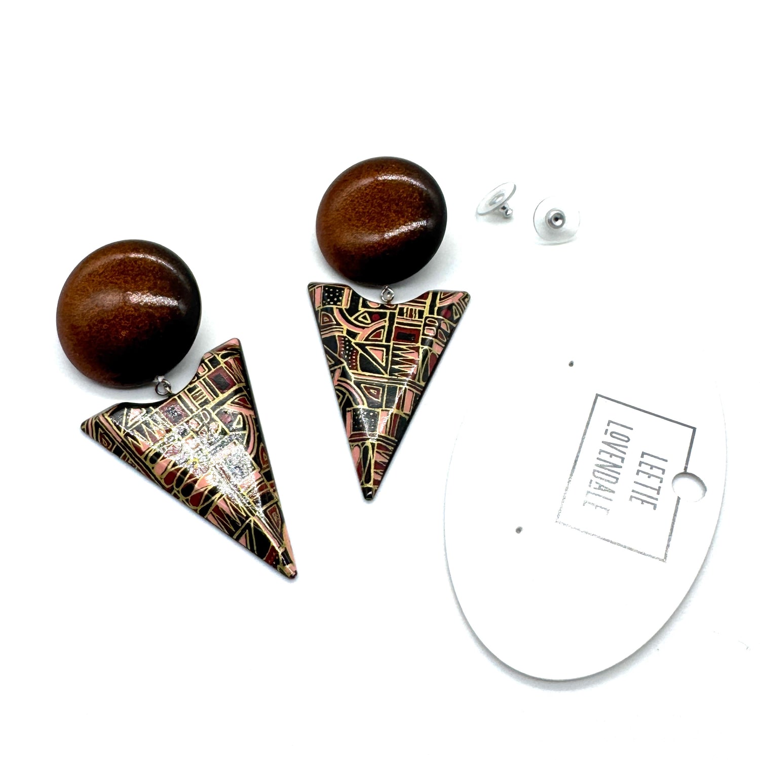 brown and pink earrings