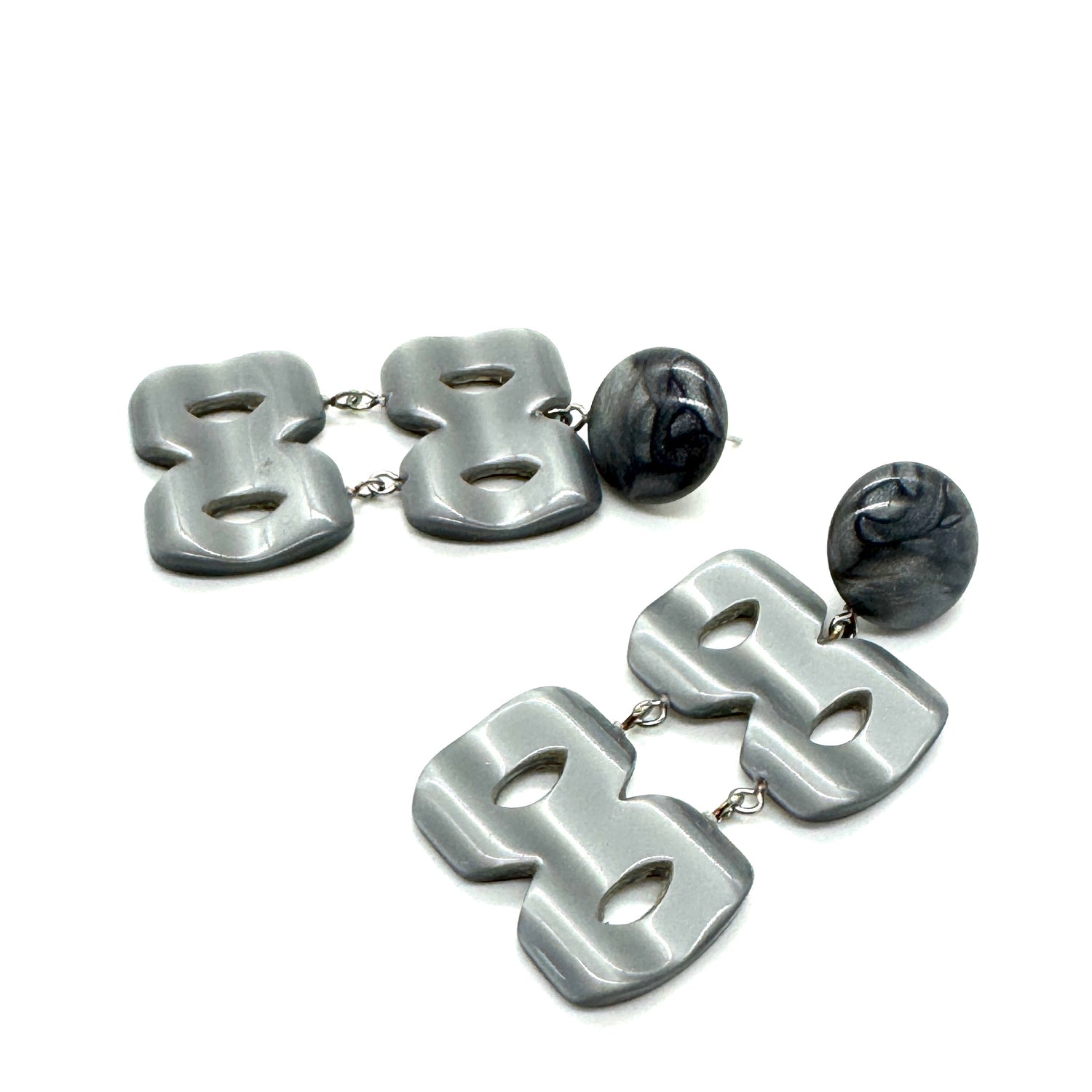 Silver Grey Hinged Moonglow Statement Earrings