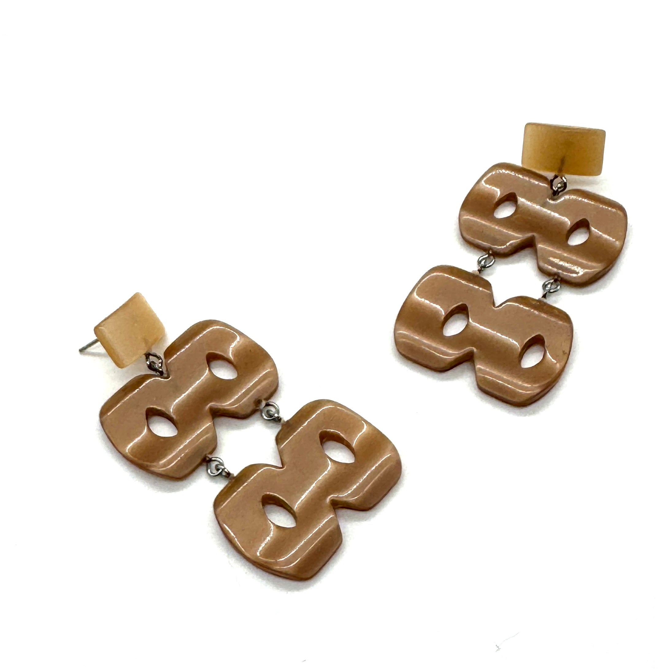 Champagne Beige Hinged Moonglow Statement Earrings