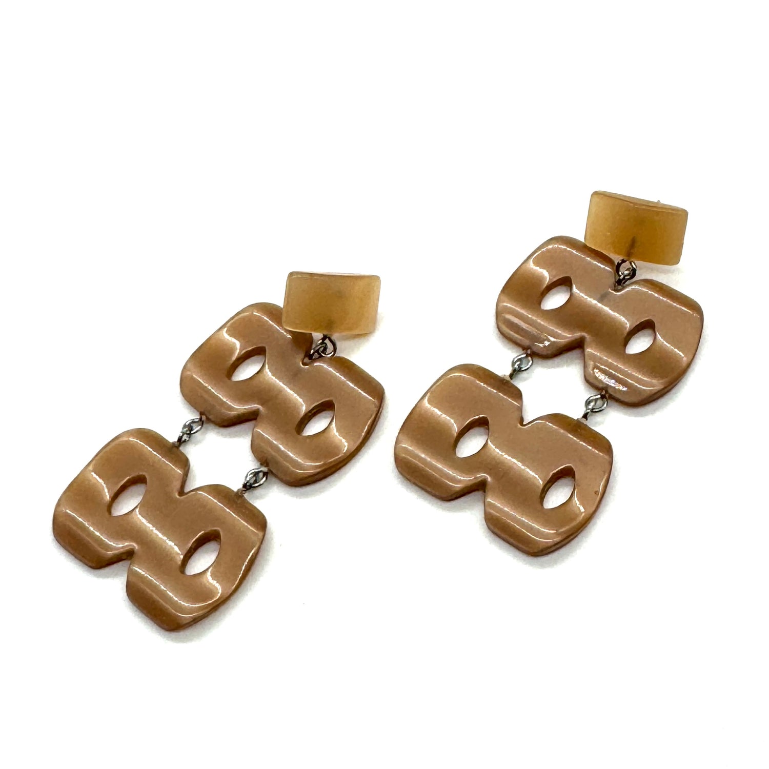 Champagne Beige Hinged Moonglow Statement Earrings