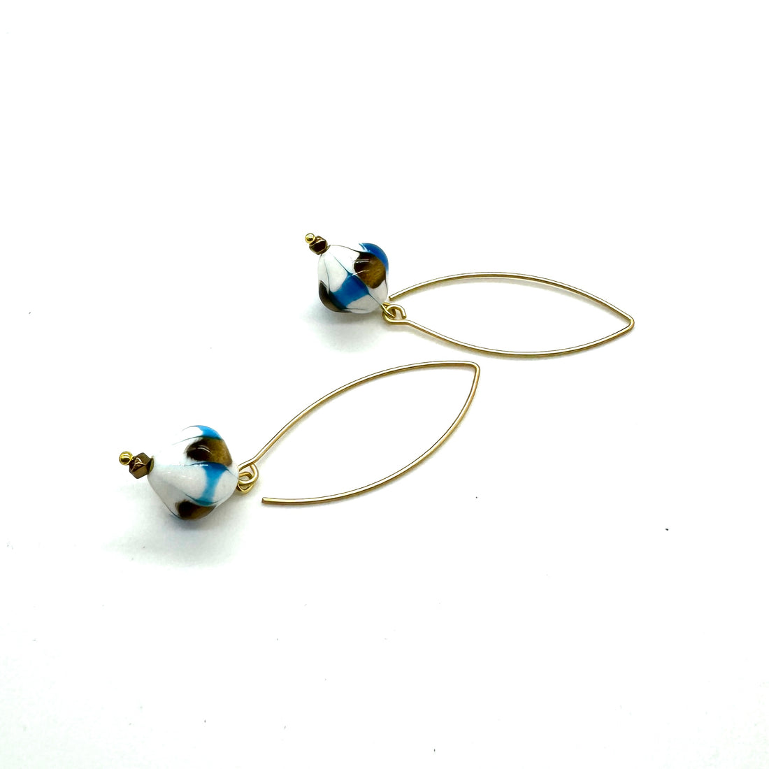BEST Blue &amp; Gold Moonglow Pattern Raindrop Earrings