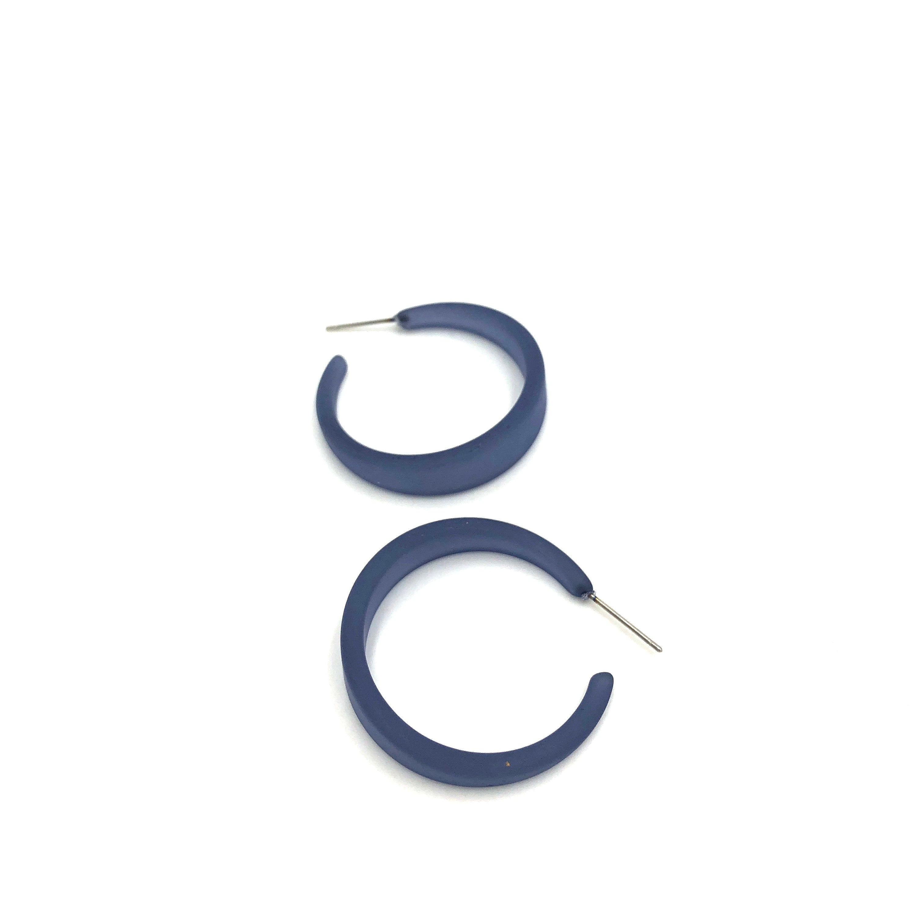 Denim Blue Frosted Keira Hoop Earrings