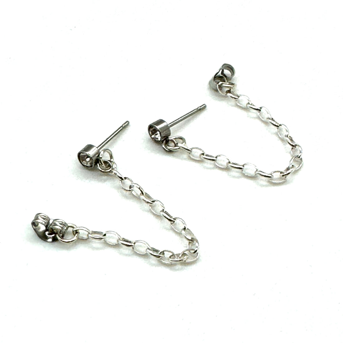Silver Spark Chain &amp; Crystal Earrings