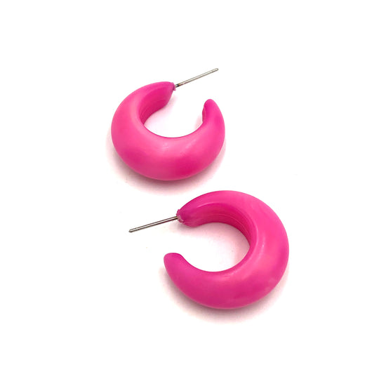 Bright Pink Marbled Joy Hoop Earrings