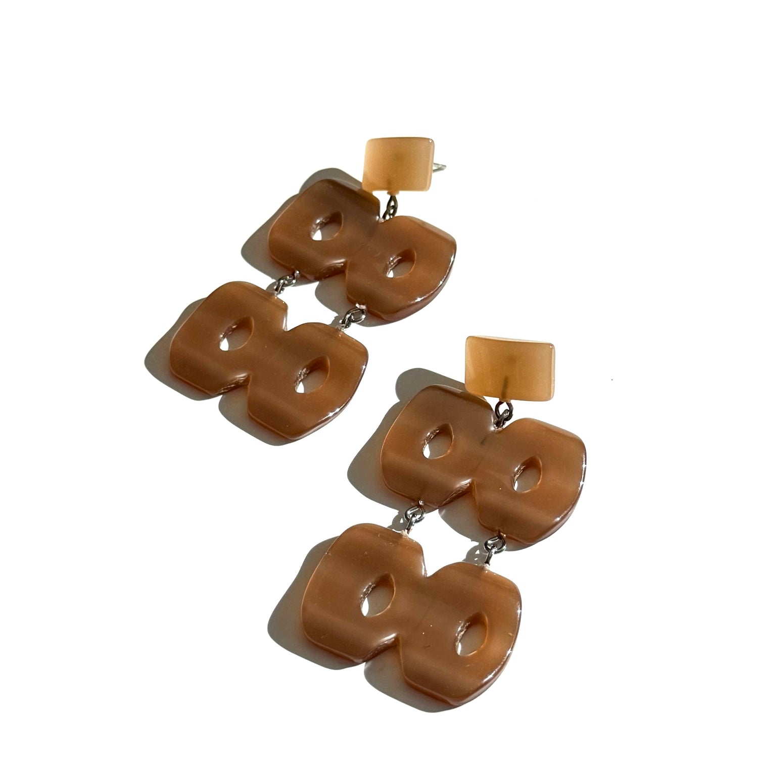 Champagne Beige Hinged Moonglow Statement Earrings