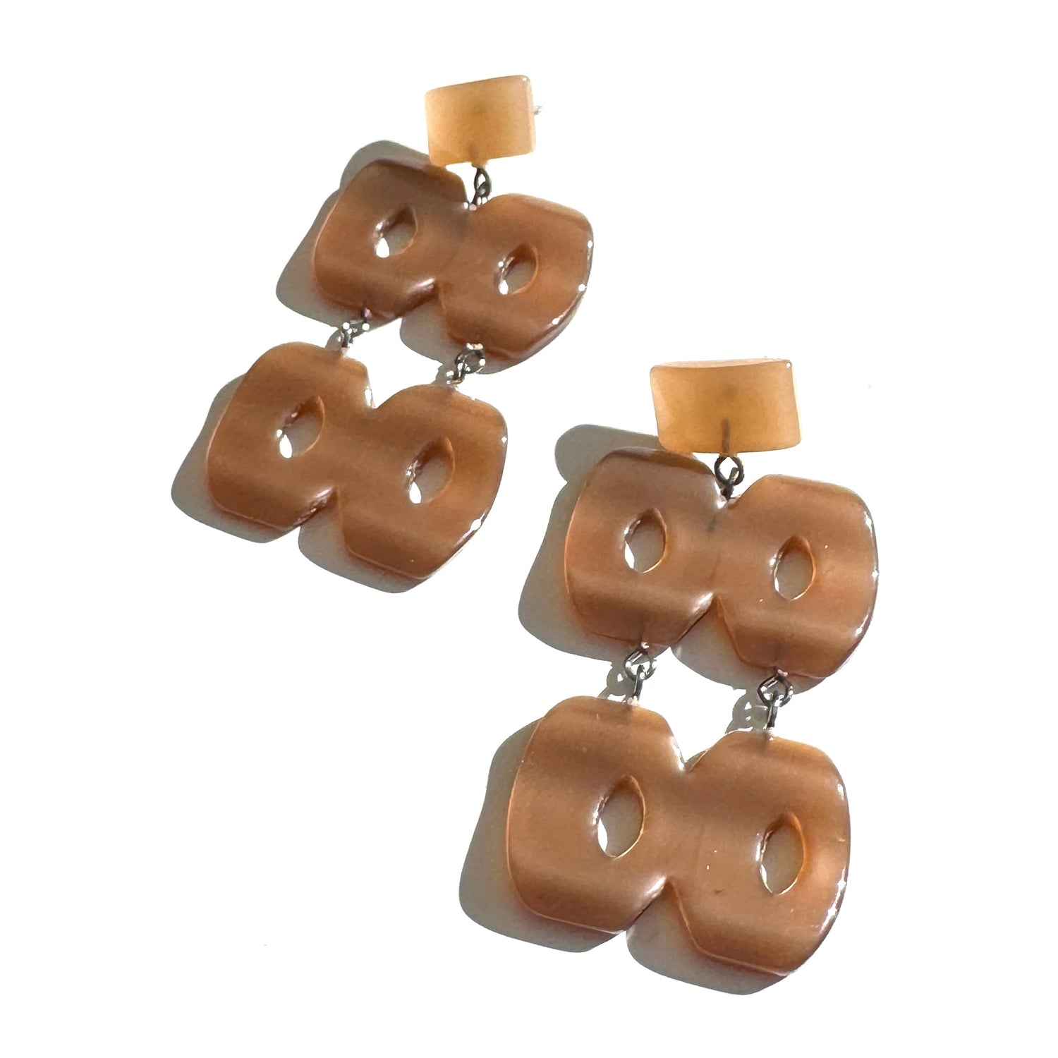 Champagne Beige Hinged Moonglow Statement Earrings