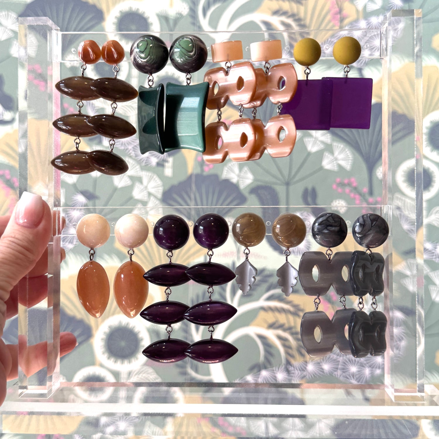 Purple Moonglow Triple Pod Drop Earrings