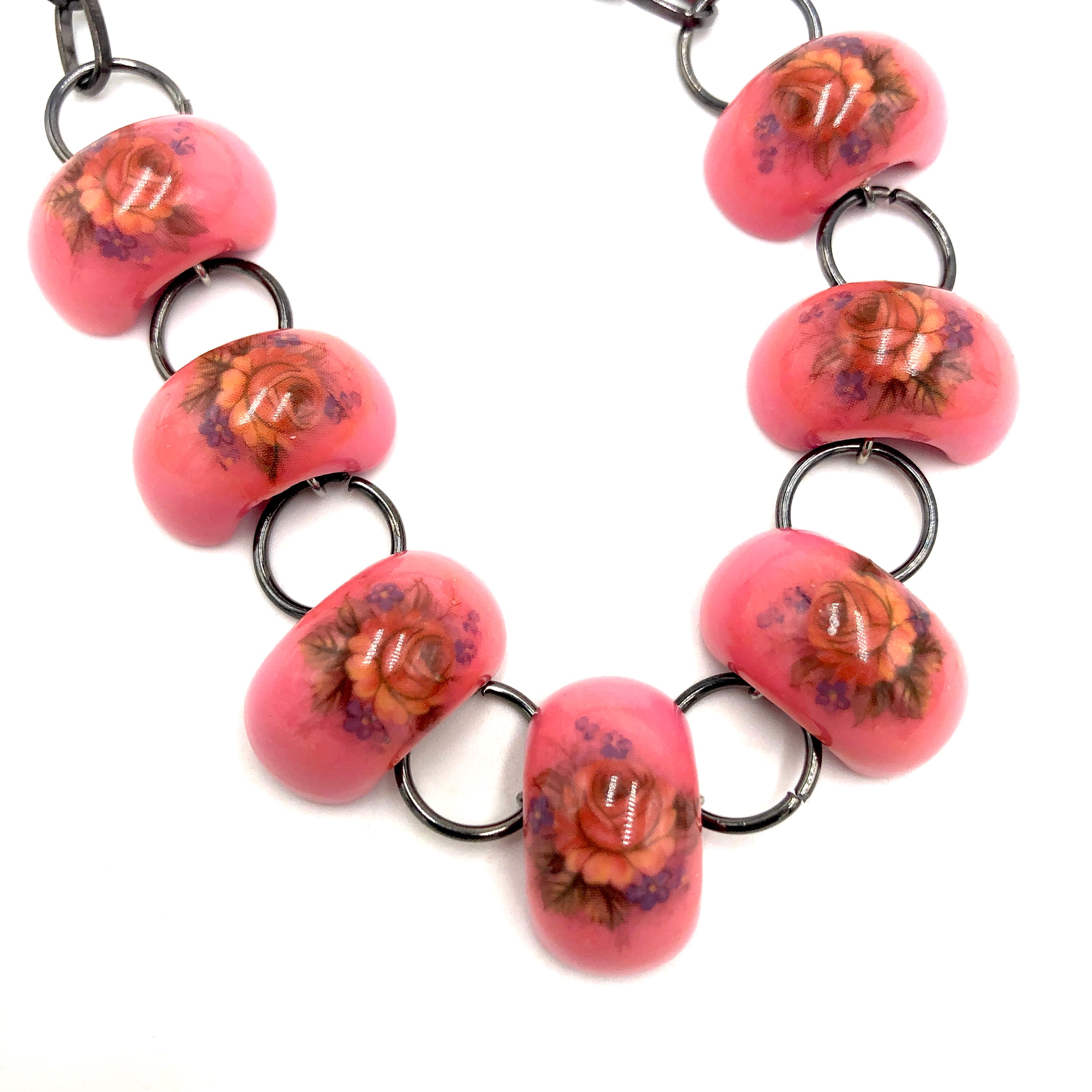 hot pink flower necklace