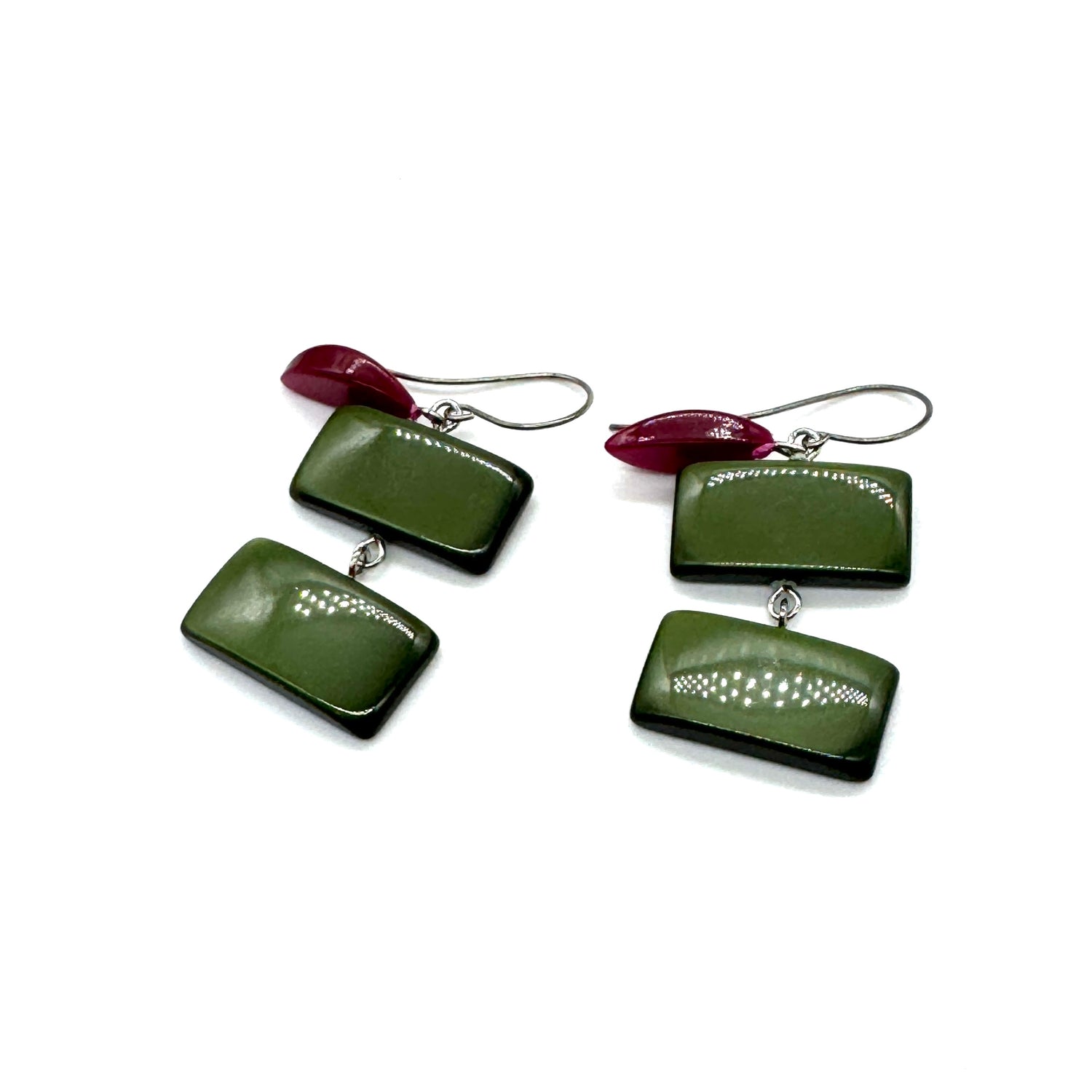 Forest &amp; Cranberry Glow Drop Earrings