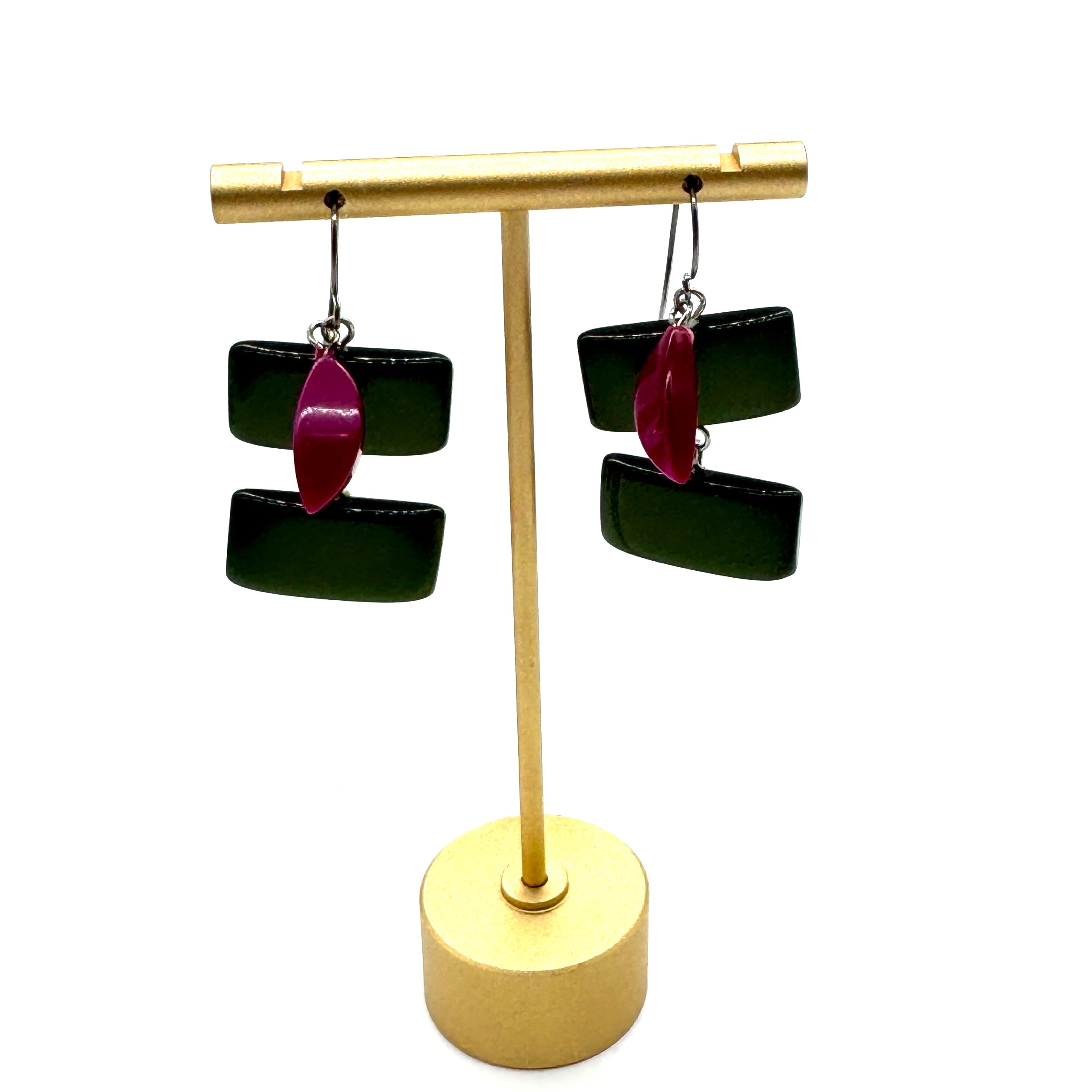 Forest &amp; Cranberry Glow Drop Earrings