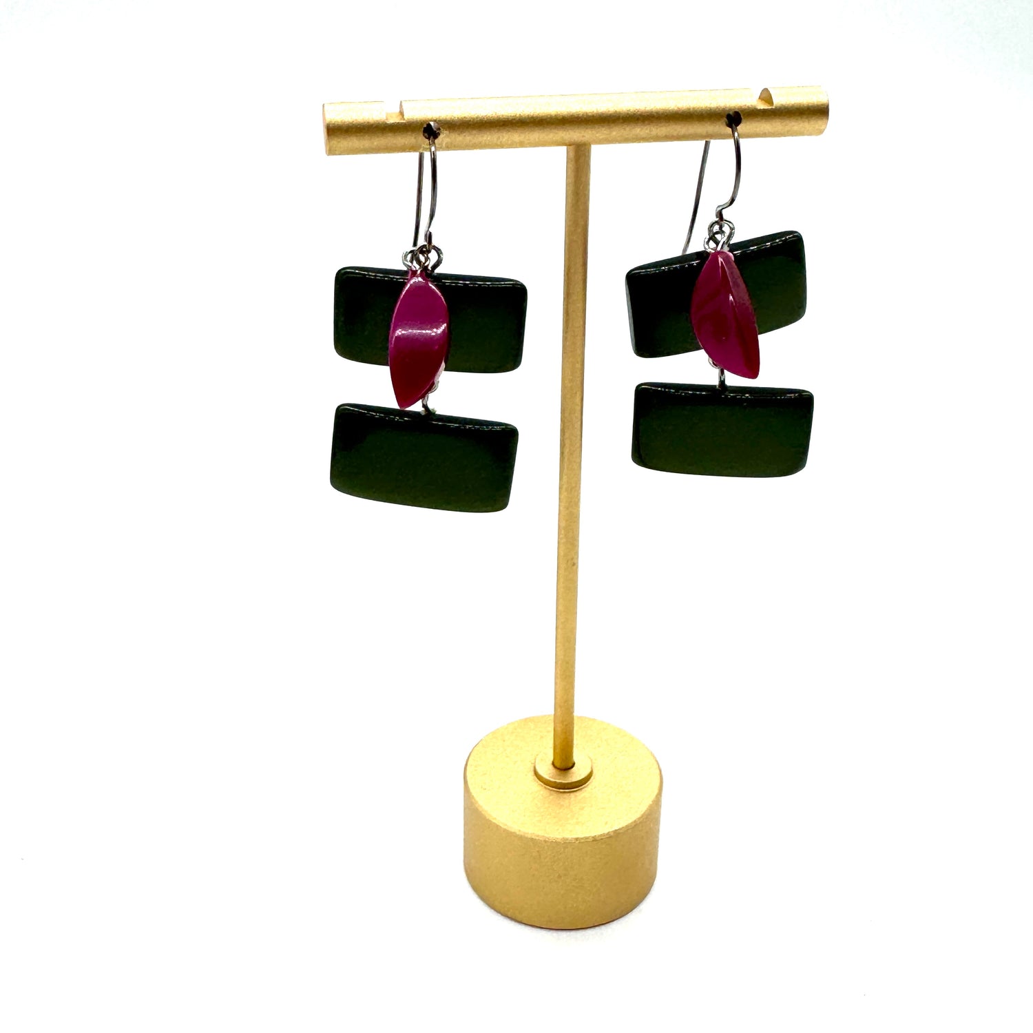 Forest &amp; Cranberry Glow Drop Earrings