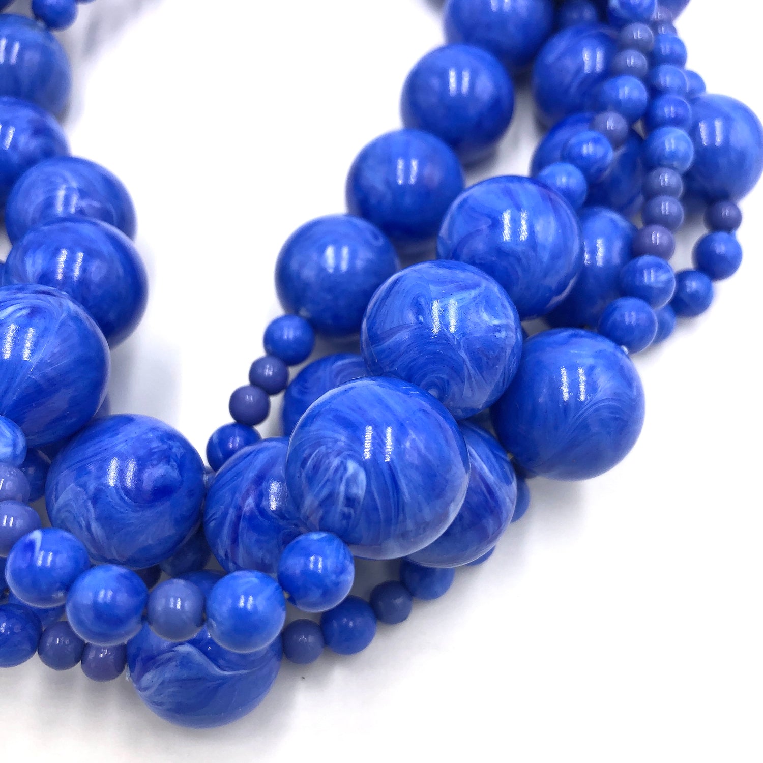 Marbled Blues Sylvie Beaded Necklace