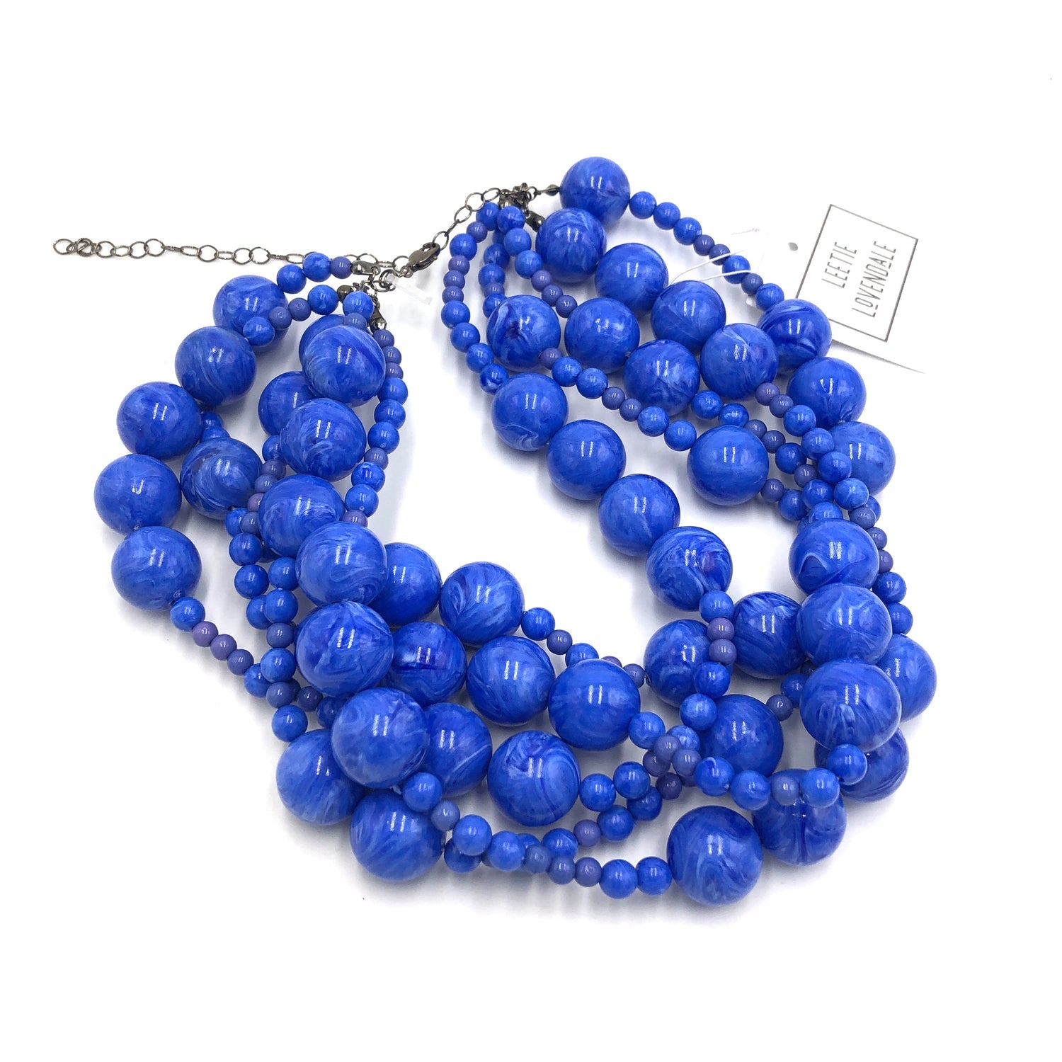 Marbled Blues Sylvie Beaded Necklace