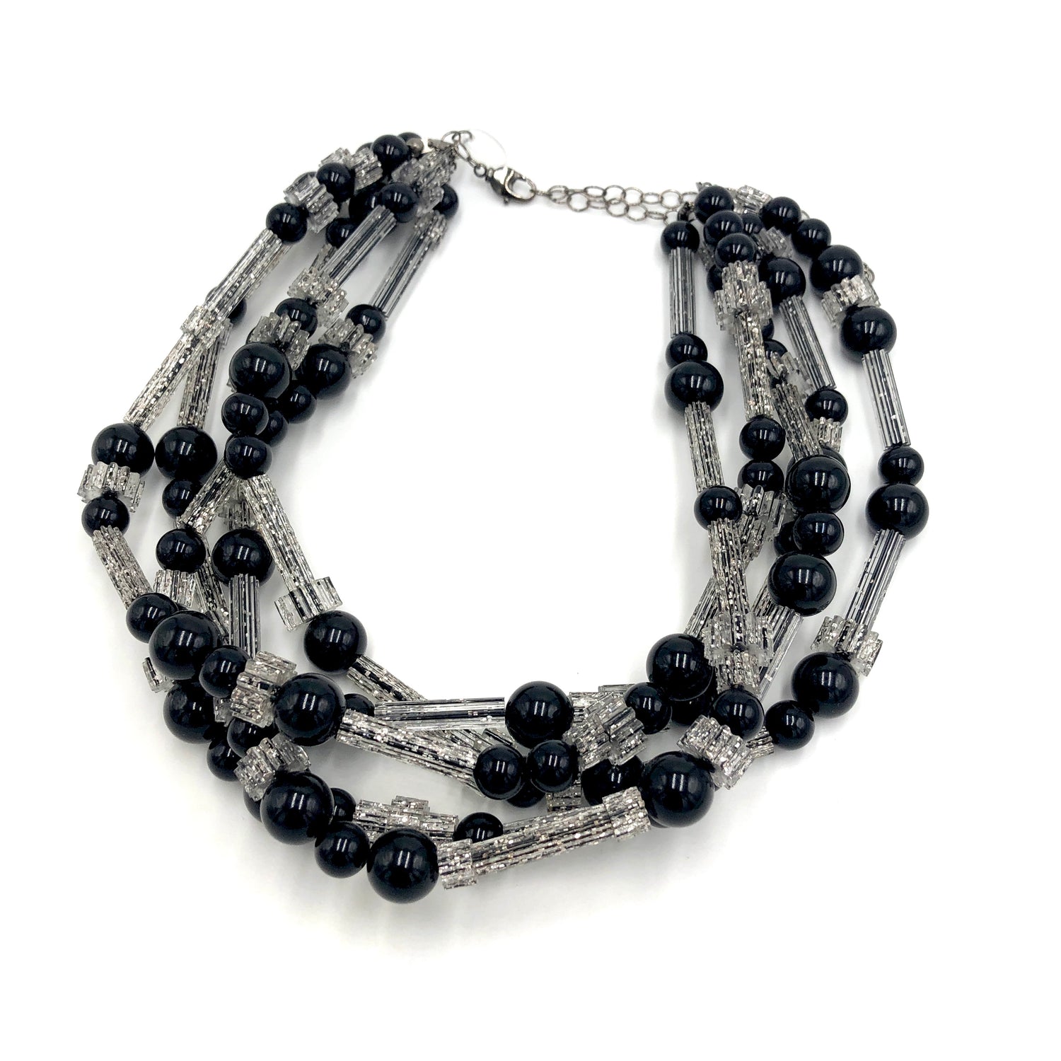 Black &amp; Fractured Sparkle Sylvie Beaded Necklace