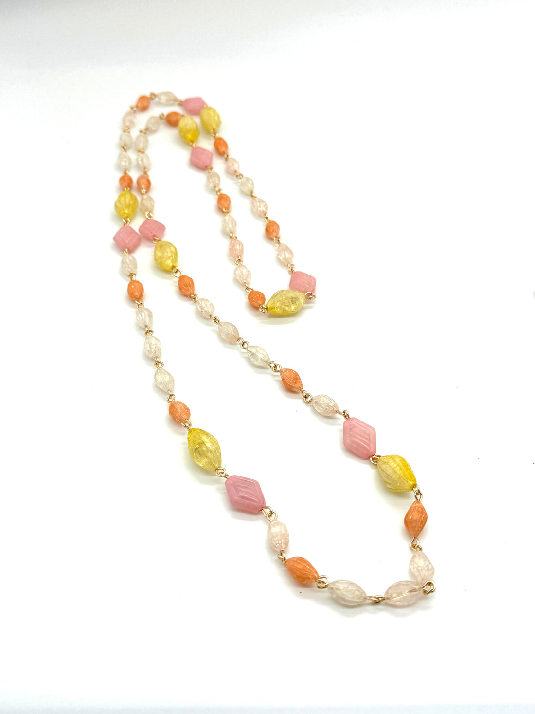 Crackled Perfection Opera Rope Necklace - Peaches