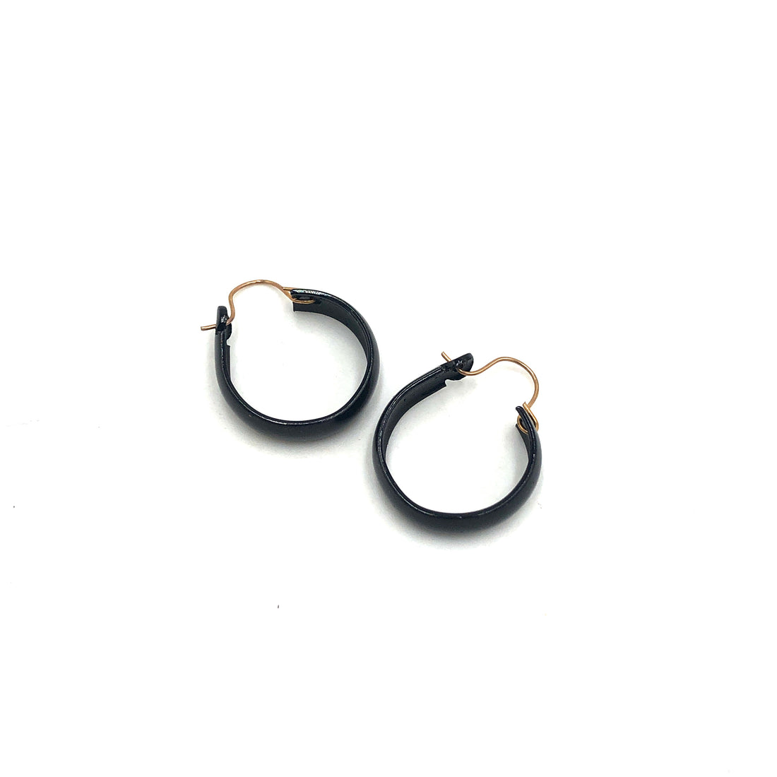 Black Mini Vintage Enamel Hoop Earrings