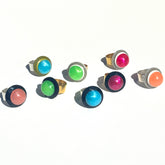 Set of colorful ring designs on a white background