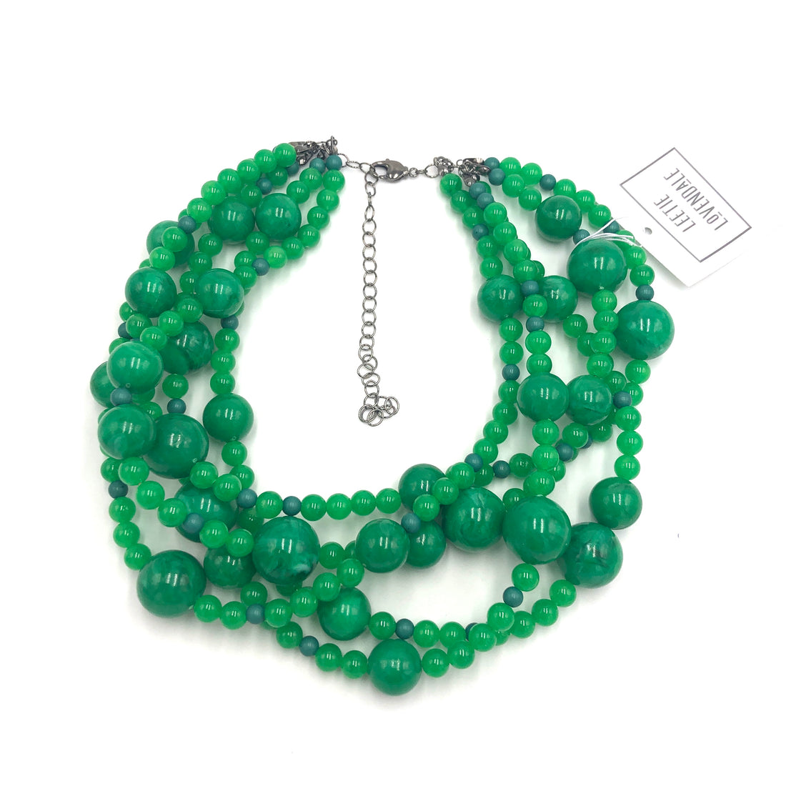Marbled Greens Sylvie Beaded Necklace