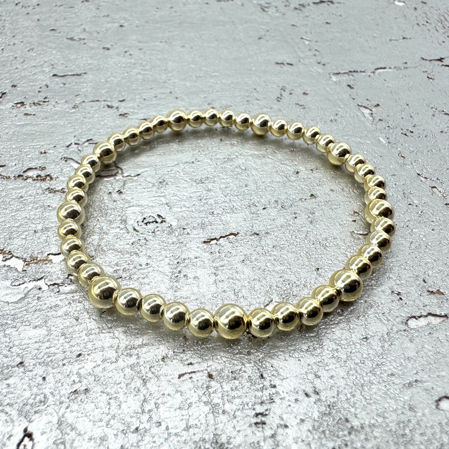 Vacuum-Plated Gold Beaded Stretch Bracelet  - Quintent 4mm and 5mm