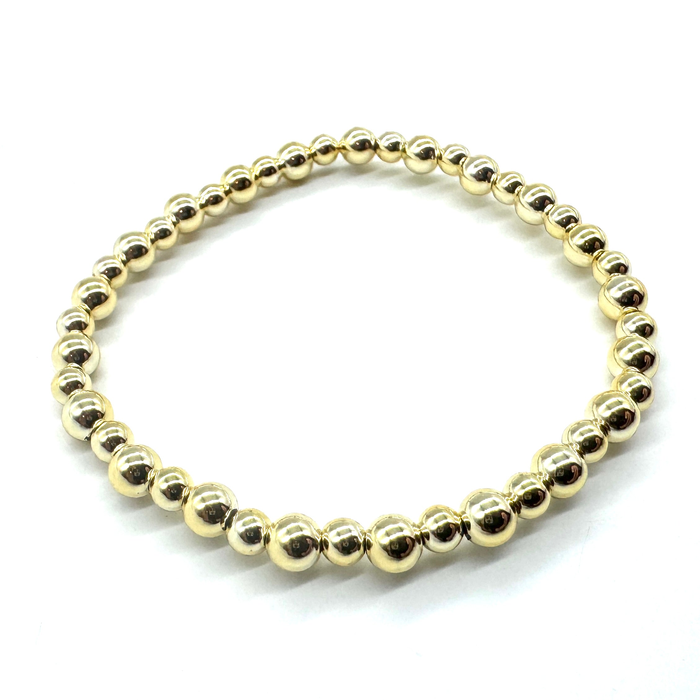 Vacuum-Plated Gold Beaded Stretch Bracelet  - Dotted Pattern 4mm &amp; 5mm