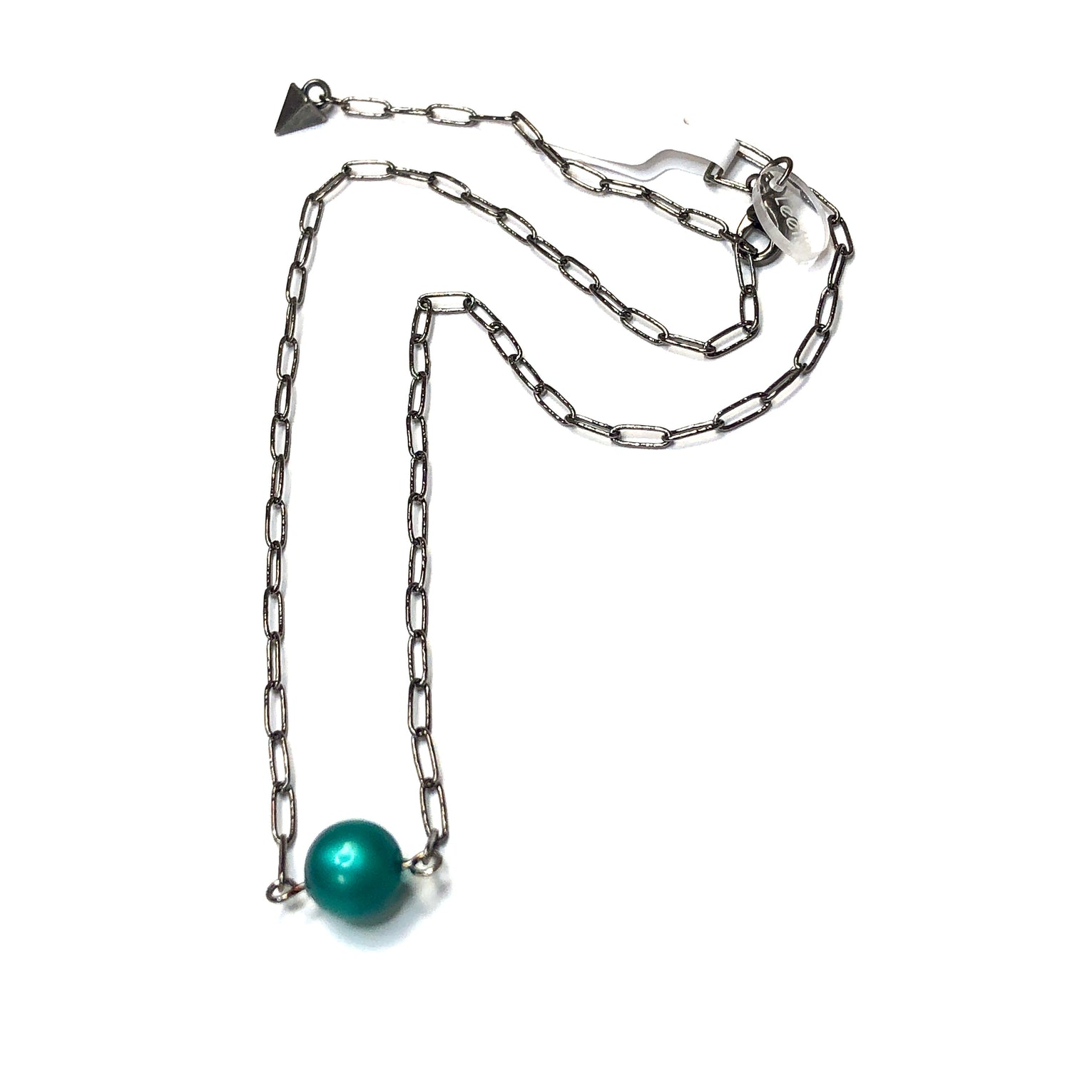 Emerald Green Moonglow Bauble Paperclip Necklace
