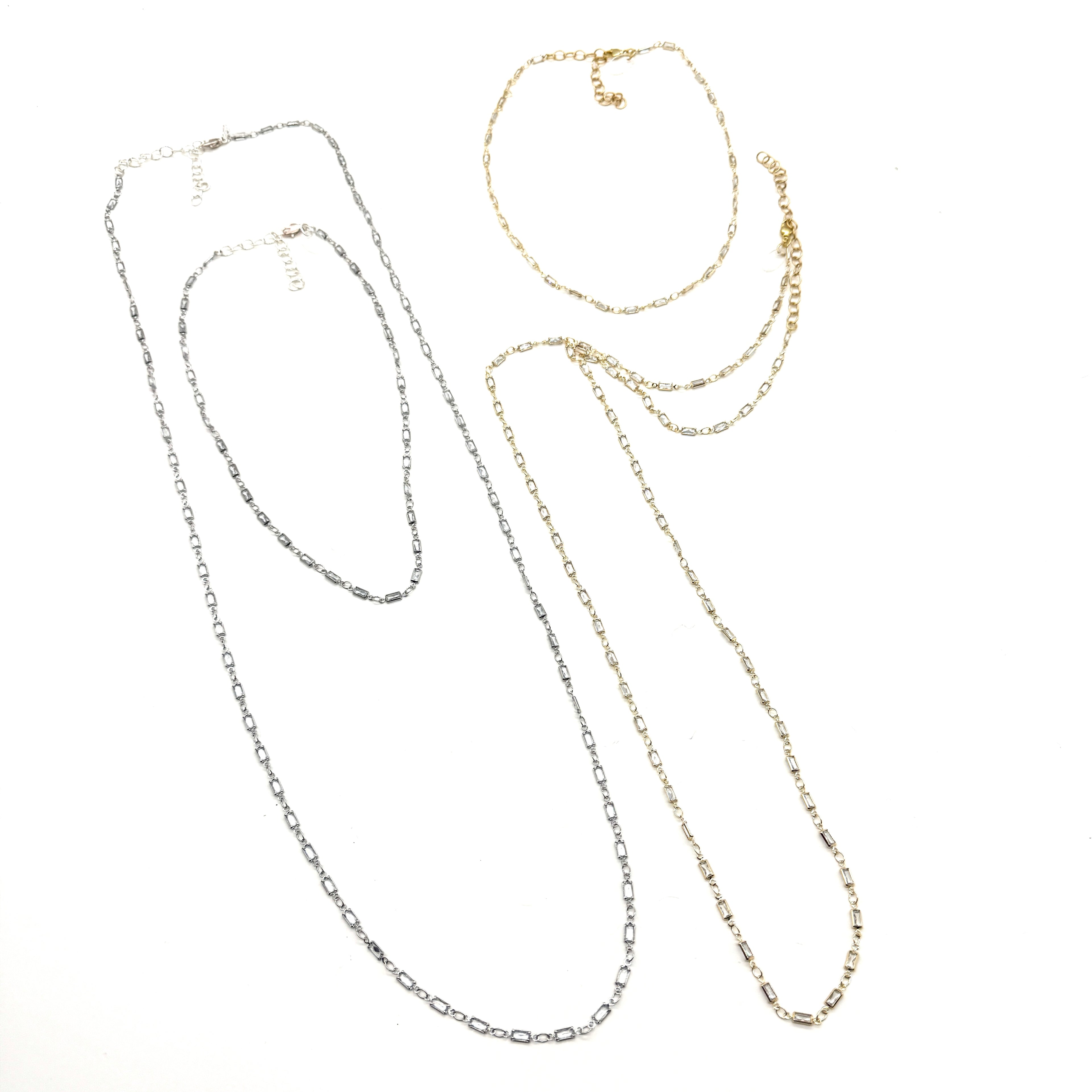 Rectangle Channel Necklace &amp; Bracelet - 2 lengths