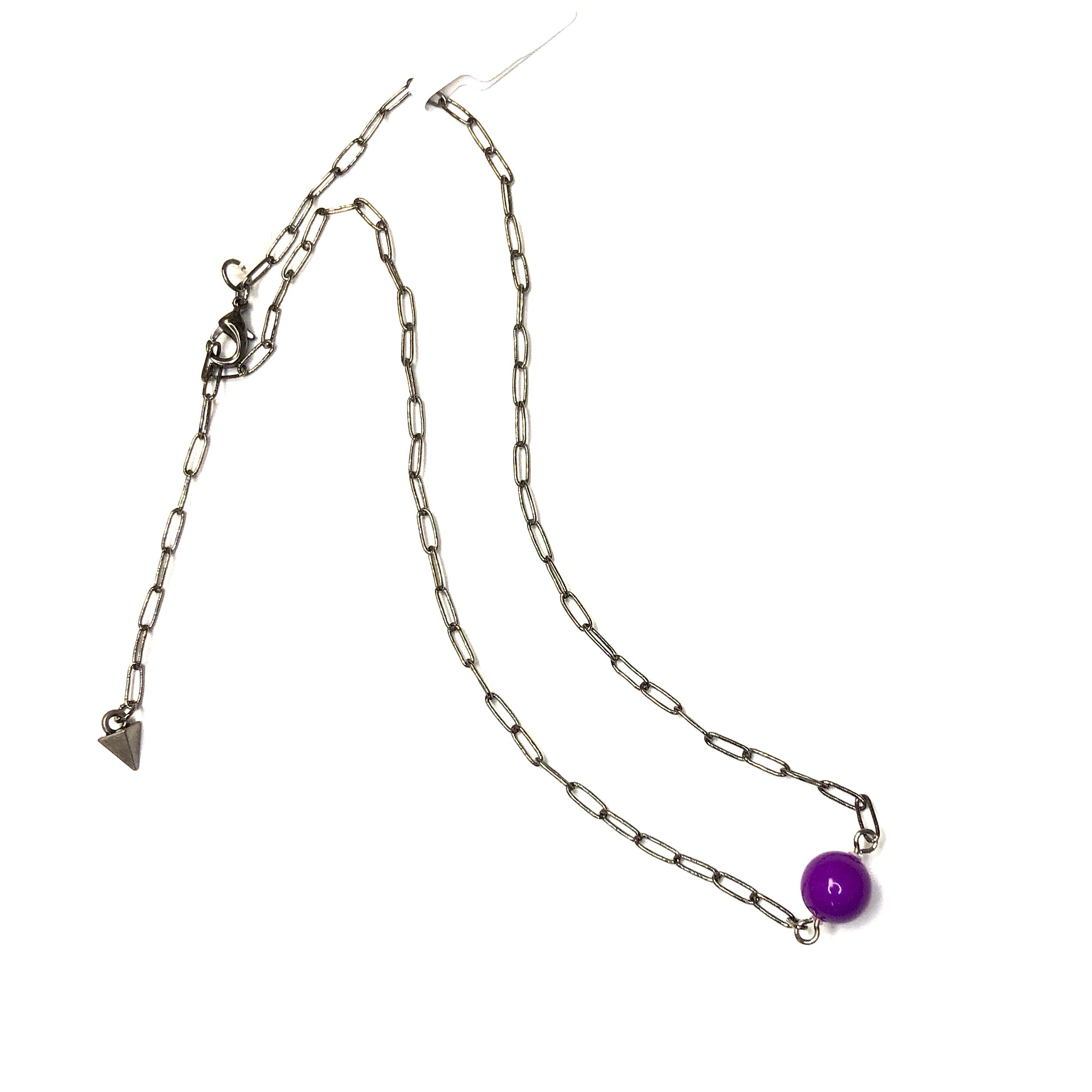 Violet Shiny Bauble Paperclip Necklace