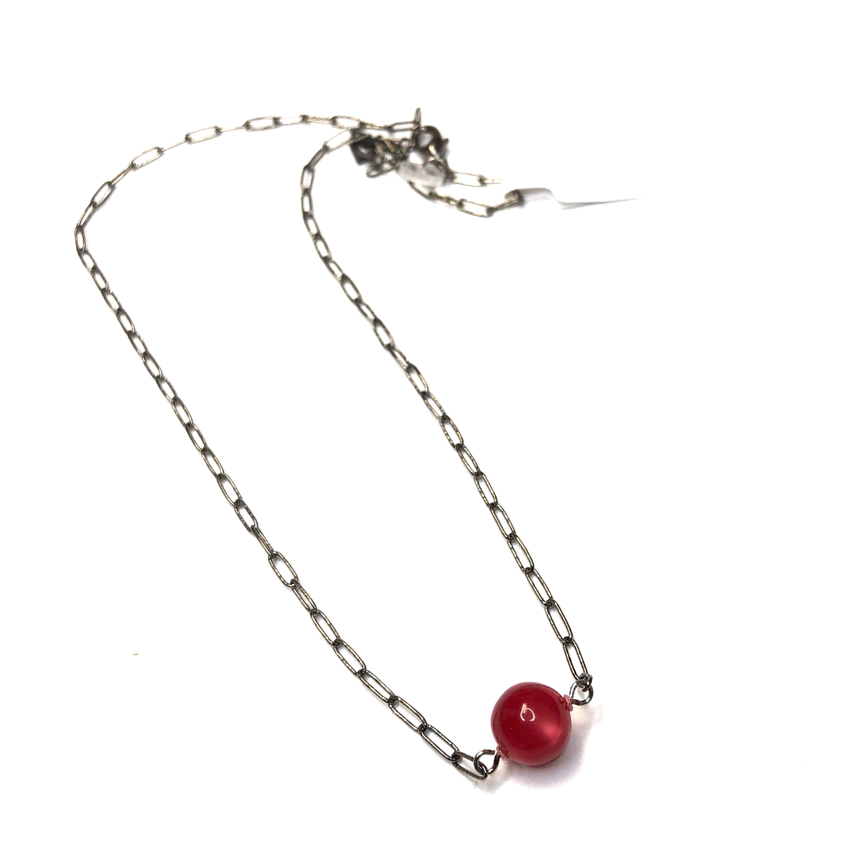 Ruby Moonglow Bauble Paperclip Necklace