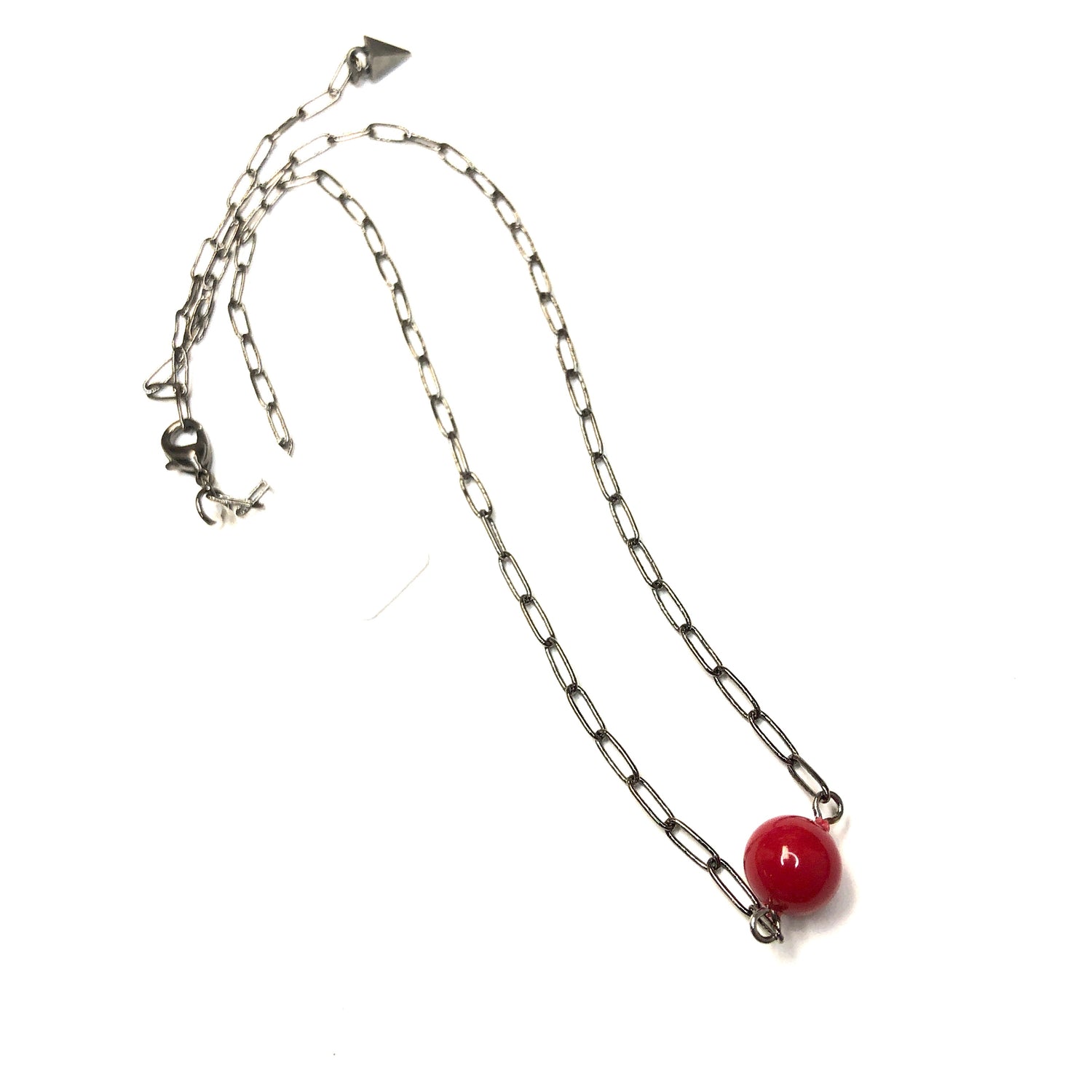 Cherry Red Bauble Paperclip Necklace