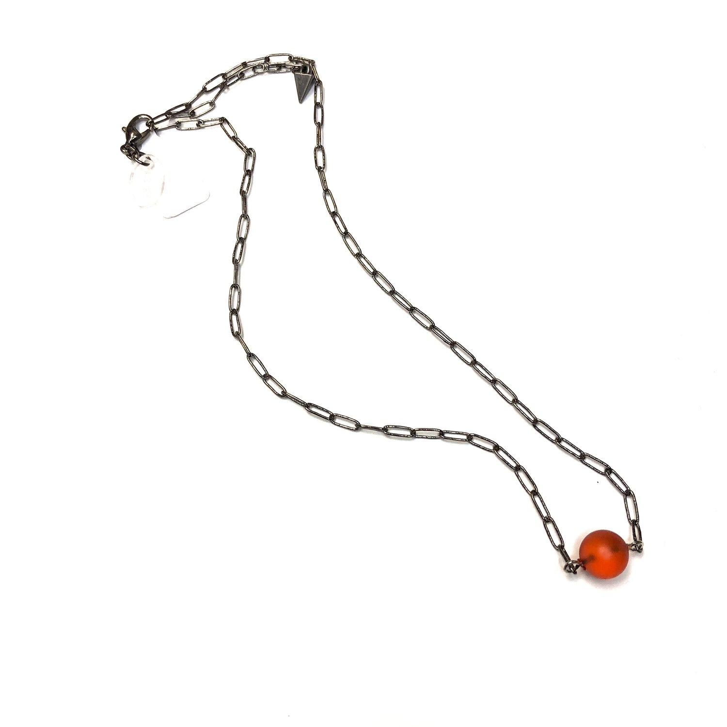 Rust Frosted Bauble Paperclip Necklace