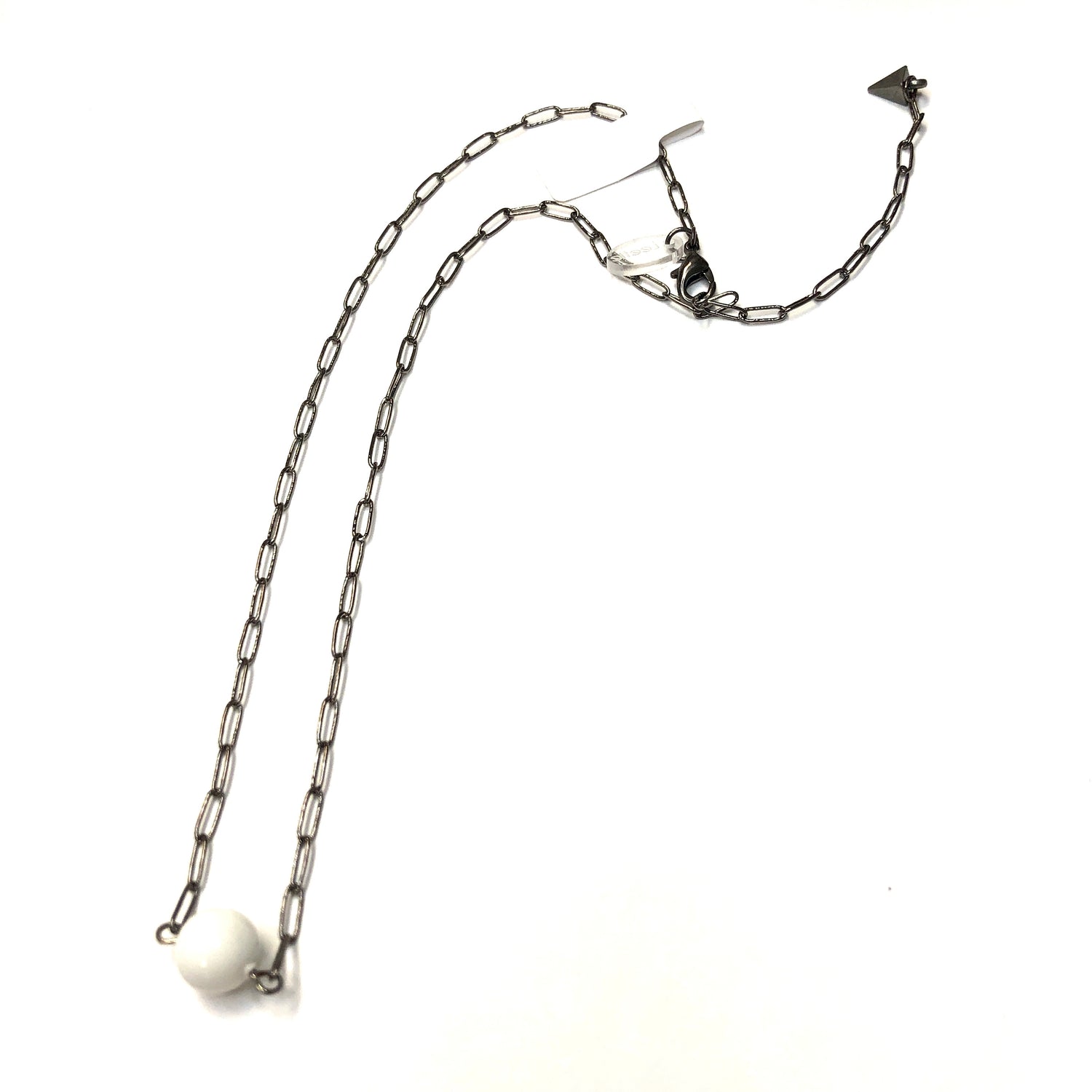 White Bauble Paperclip Necklace