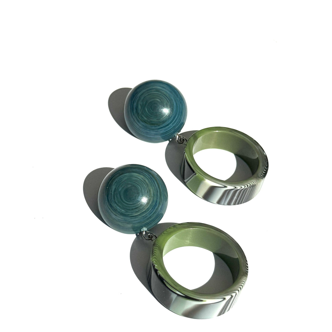 Moss &amp; Marbled Donut Droop Earrings