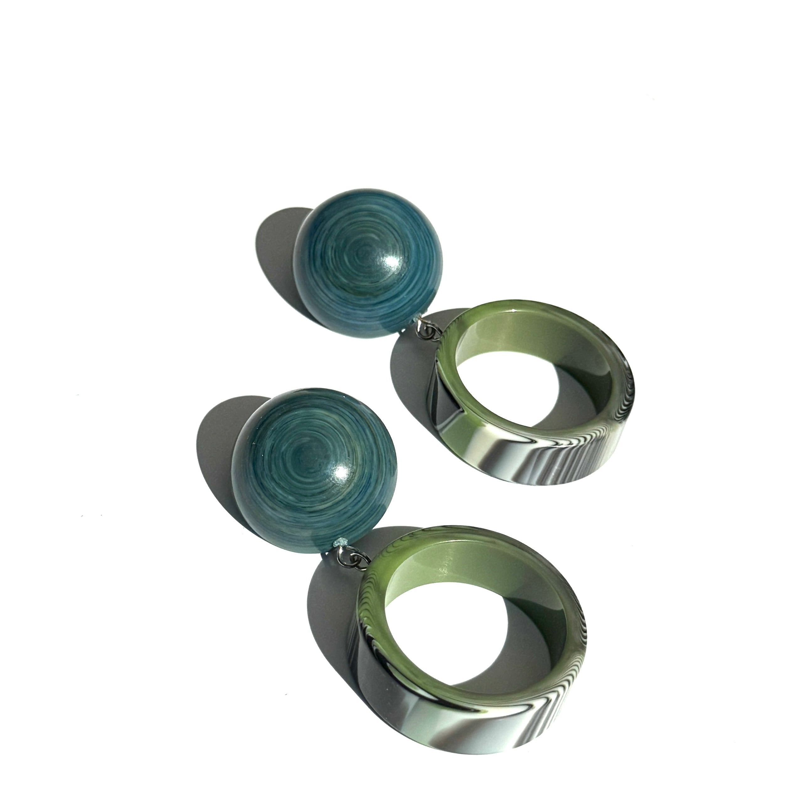 Moss &amp; Marbled Donut Droop Earrings