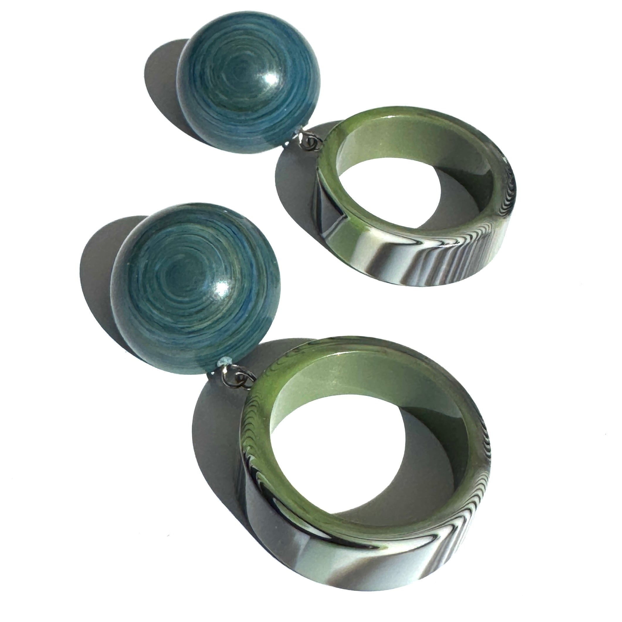 Moss &amp; Marbled Donut Droop Earrings