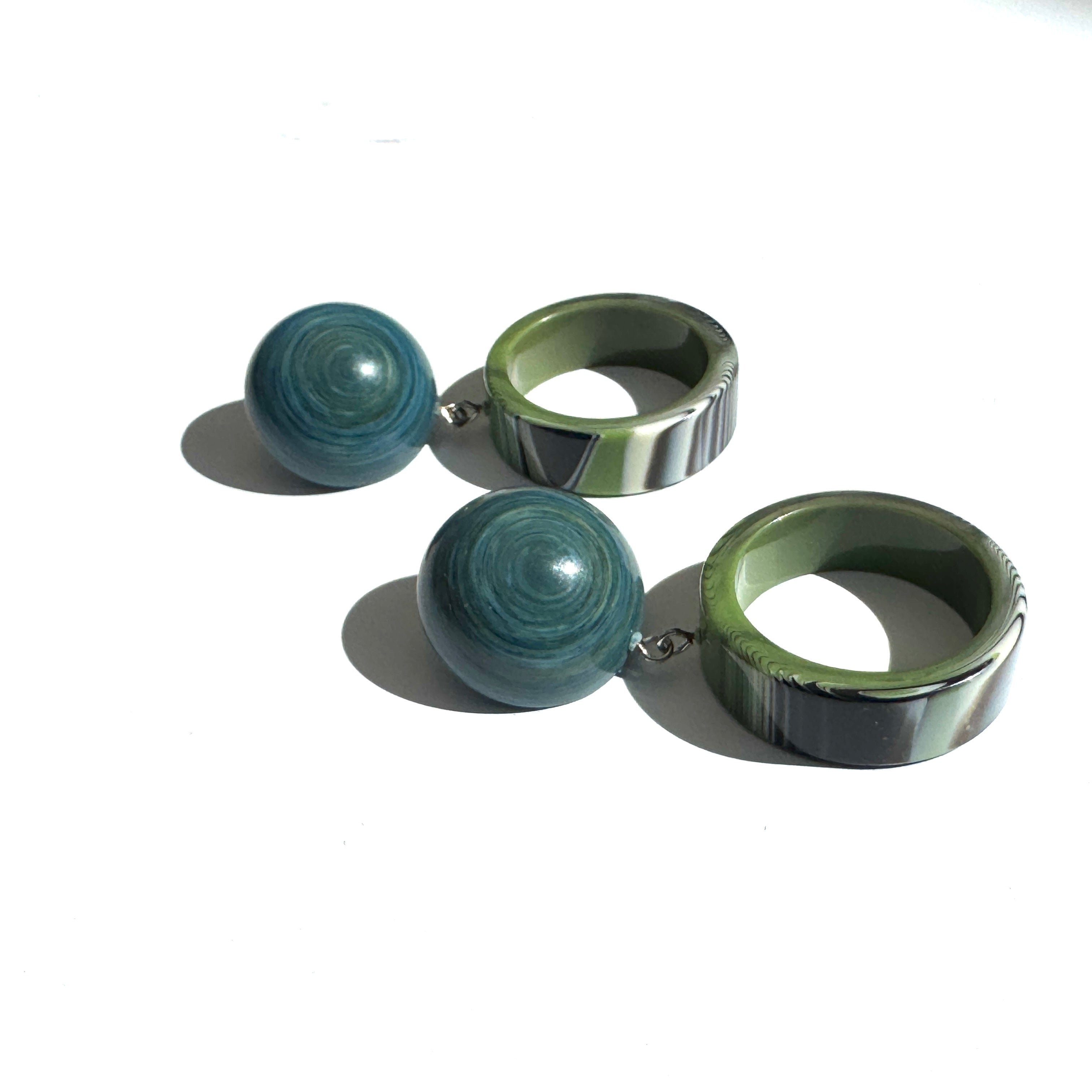 Moss &amp; Marbled Donut Droop Earrings