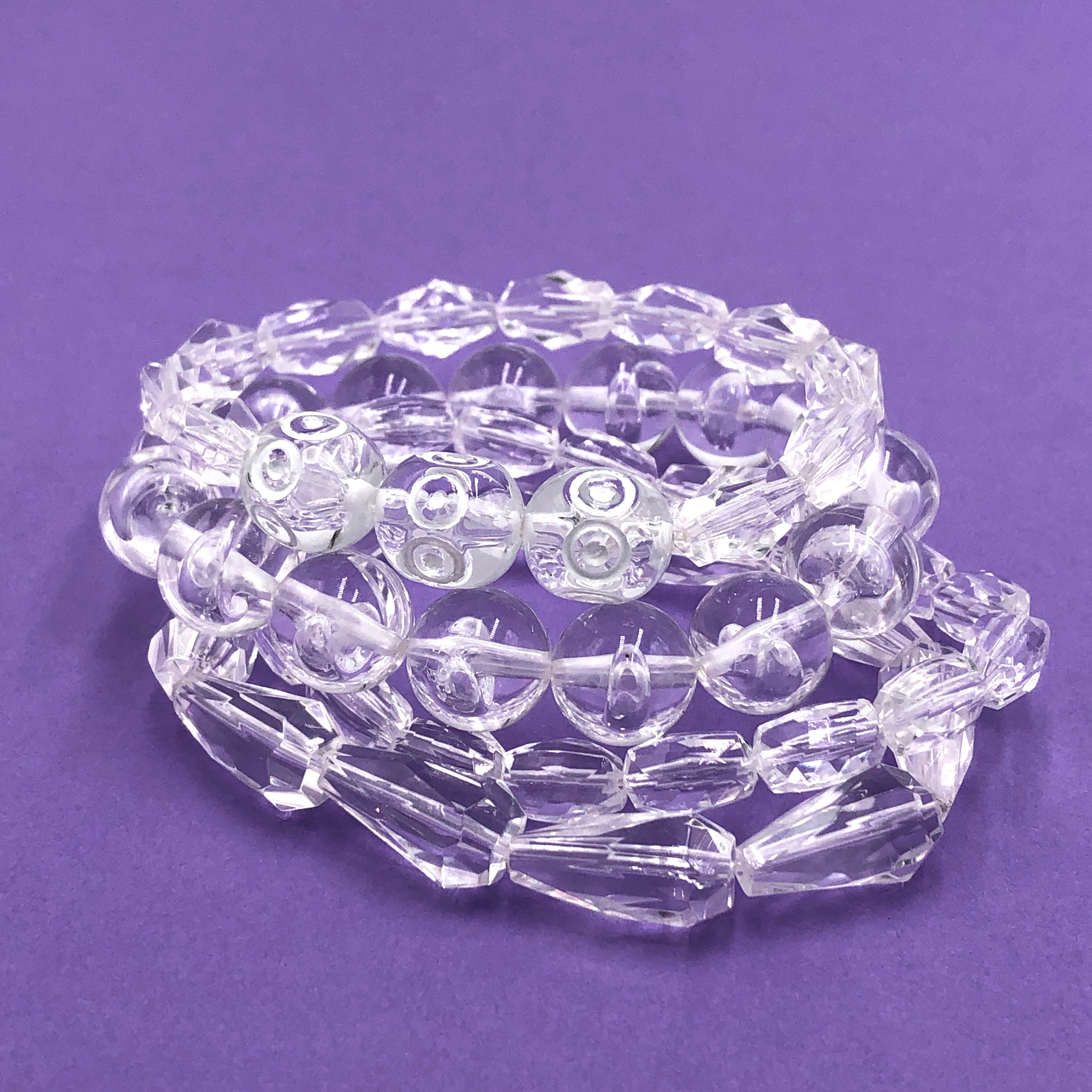 Clear Facets Mixed Stack and Stretch Bracelets Set