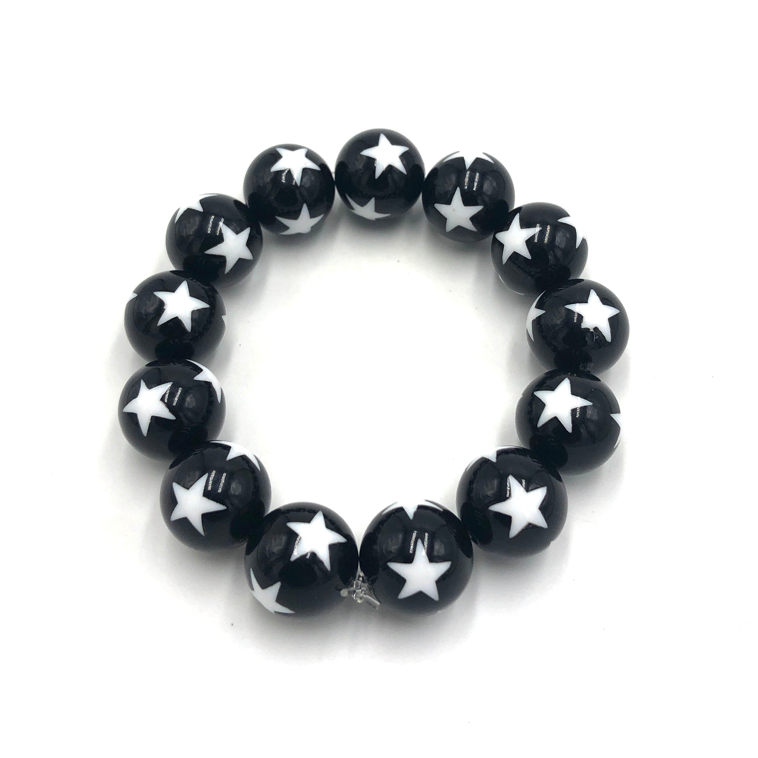 Black &amp; White Star Statement Stack Bracelet