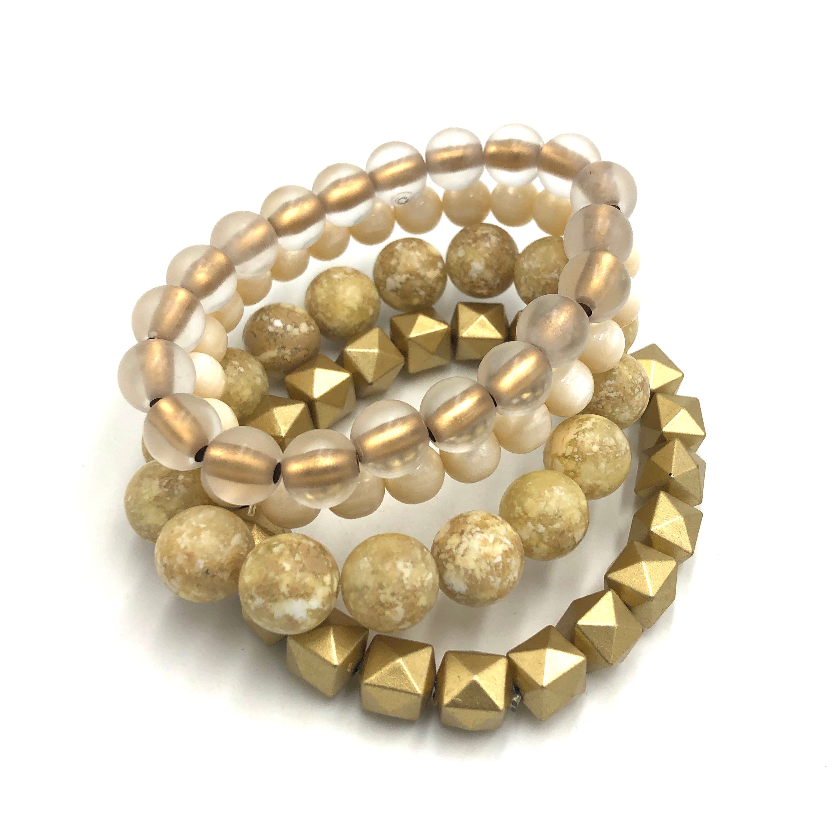 Golden Earth Stack and Stretch Bracelets Set