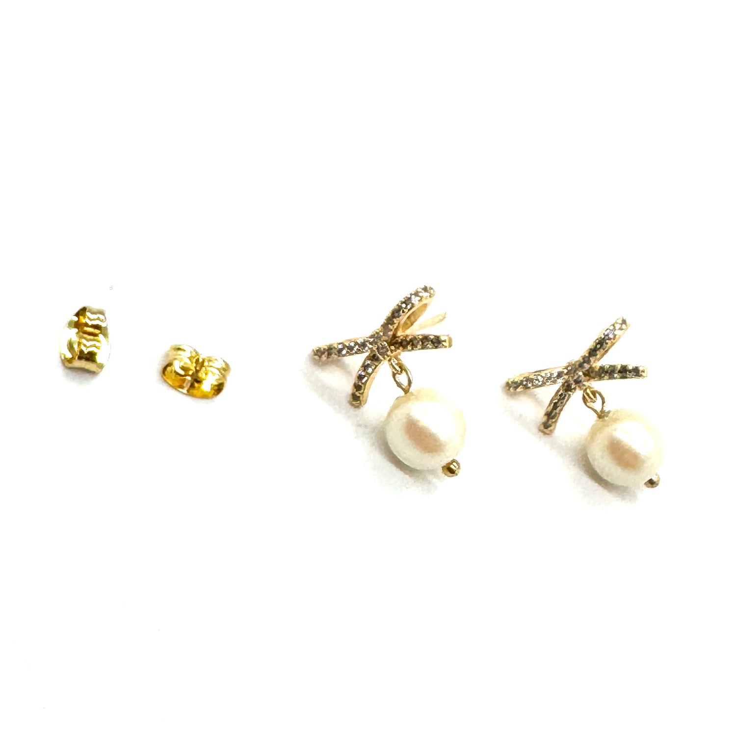 Crystal Bows &amp; Pearls Earrings