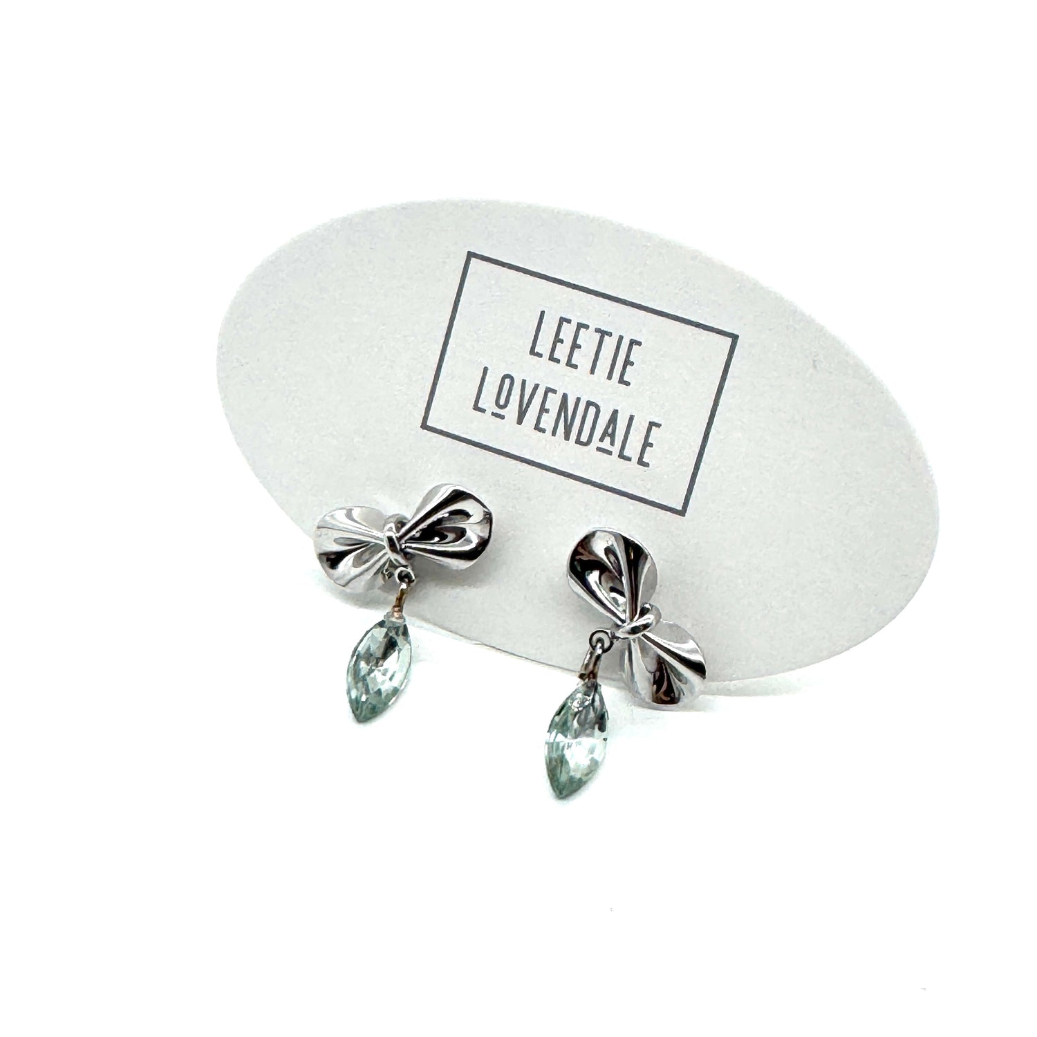 Pinched Bow &amp; Mint Earrings