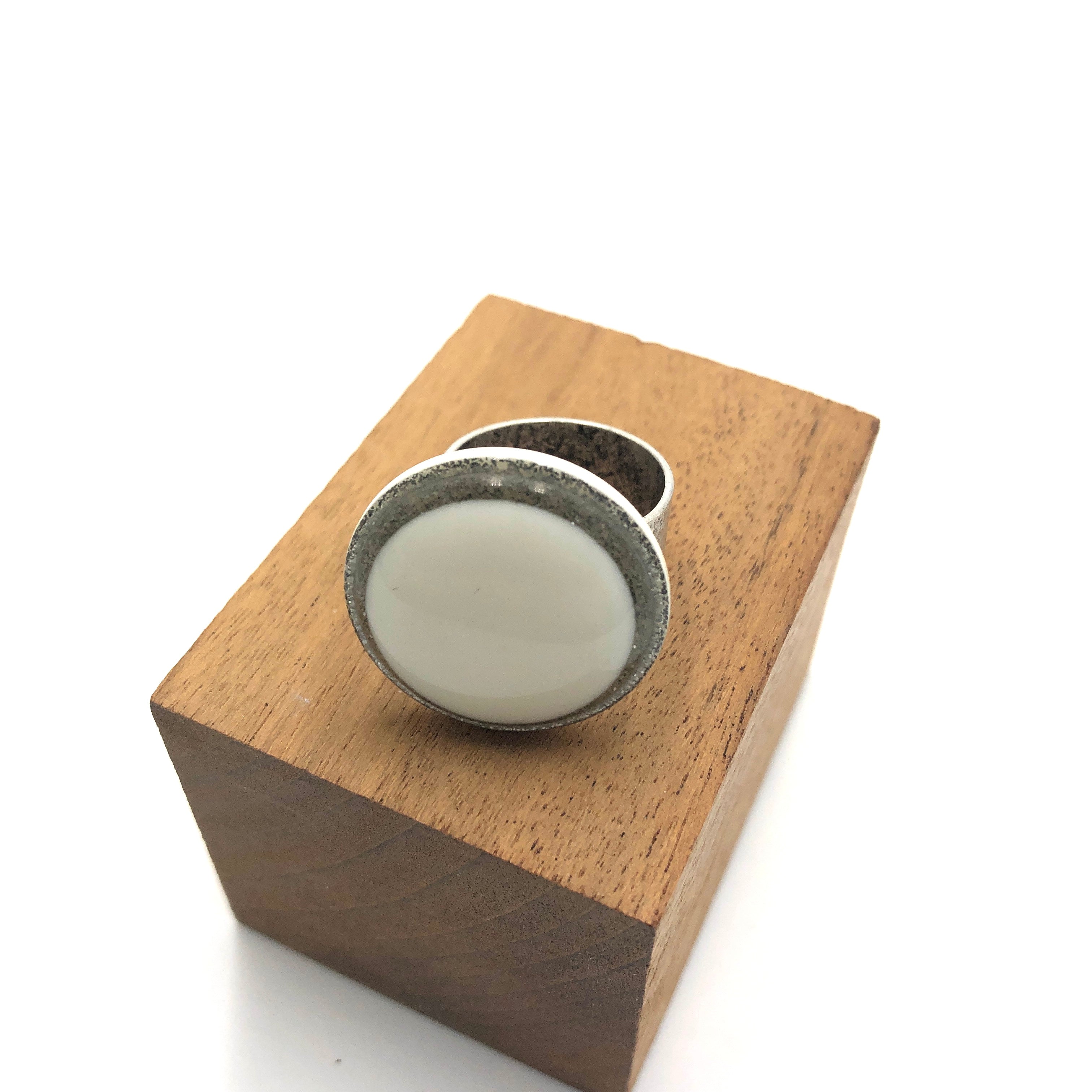 Glitter Resin Disc Cocktail Ring