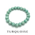 Single lucite beaded bracelet in turquoise on a white background