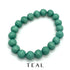 Single lucite beaded bracelet in teal on a white background