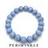 Single lucite beaded bracelet in periwinkle on a white background